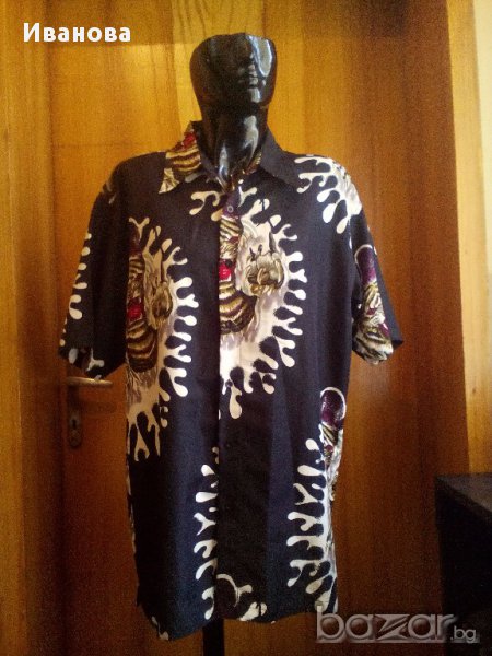 Унисекс черна риза с тигър ХХЛ, снимка 1