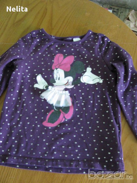 НАМАЛЕНА - Страхотна блузка Мини Маус Х&м - размер 1-1 1/2 г. , снимка 1