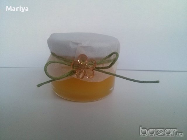 Подарък за гостите - Бурканче мед в зелено, снимка 5 - Сватбени аксесоари - 10236209