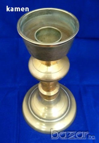 Свещник месинг 17,5 см, снимка 2 - Антикварни и старинни предмети - 15068401
