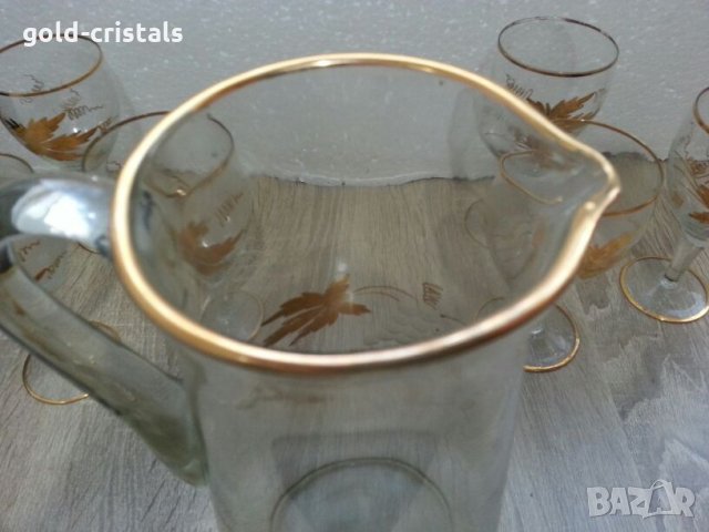Ретро стъклени  чаши и кана , снимка 3 - Антикварни и старинни предмети - 22743899