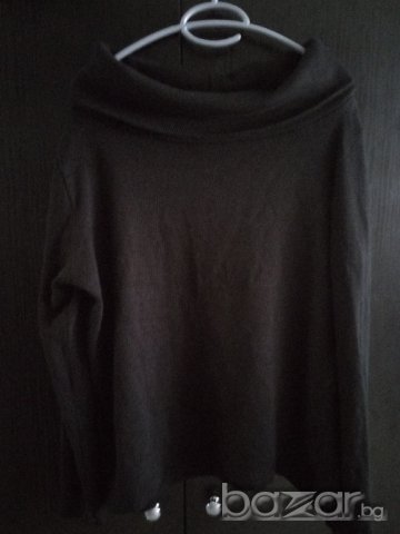 елегантен черен пуловер с голяма яка, снимка 1 - Блузи с дълъг ръкав и пуловери - 17128185
