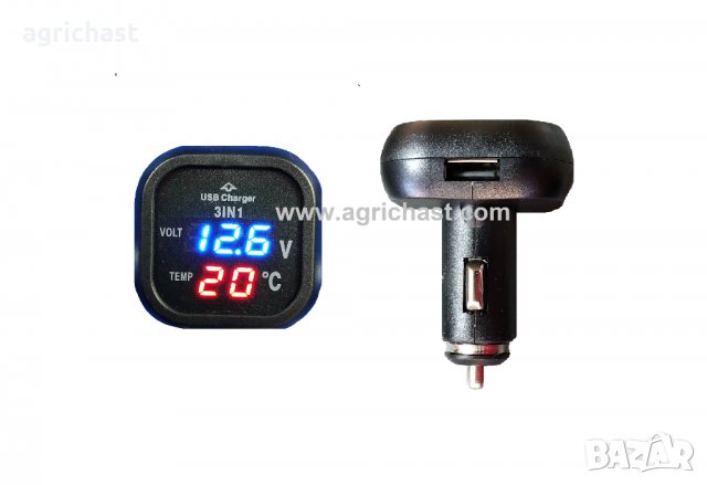 Волтметър, термометър и USB за автомобил. , снимка 2 - Аксесоари и консумативи - 24634482