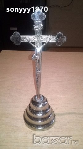 красив метален кръст с основа-26х11см-внос швеицария, снимка 2 - Колекции - 19499615
