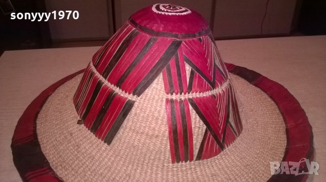 АНТИК-монголска красива автентична шапка-кожа и плетка-38х15см, снимка 5 - Антикварни и старинни предмети - 24234620