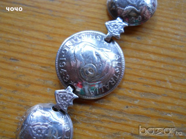 Гривна от сребърни монети (Австралия) , снимка 2 - Антикварни и старинни предмети - 15985203