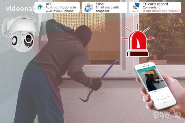 Водонепромокаема FULL HD 1080P PTZ 0~330° Моторизирана Камера Wi-Fi 3.6мм Леща Микрофон mSD Слот, снимка 6 - IP камери - 24205636