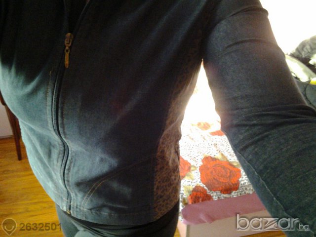 дънково  сако с леопардов мотив, снимка 4 - Сака - 7054637