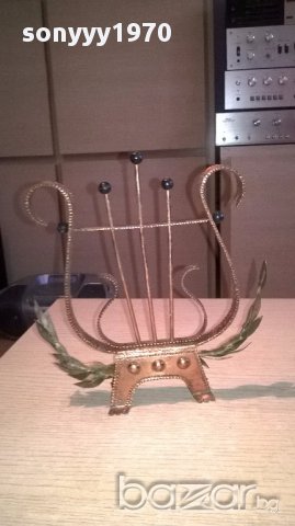 Арфа-кован метал-цвят злато-21х21х6см-внос швеицария, снимка 6 - Антикварни и старинни предмети - 17768504