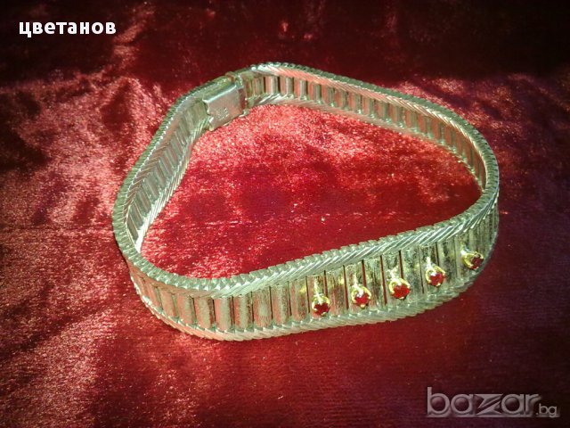 стара сребърна гривна с рубини и 18 к.злато, снимка 2 - Антикварни и старинни предмети - 16432046