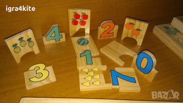 Големи дървени числа с плодове пъзел в кутия за най малките, снимка 6 - Образователни игри - 25012778