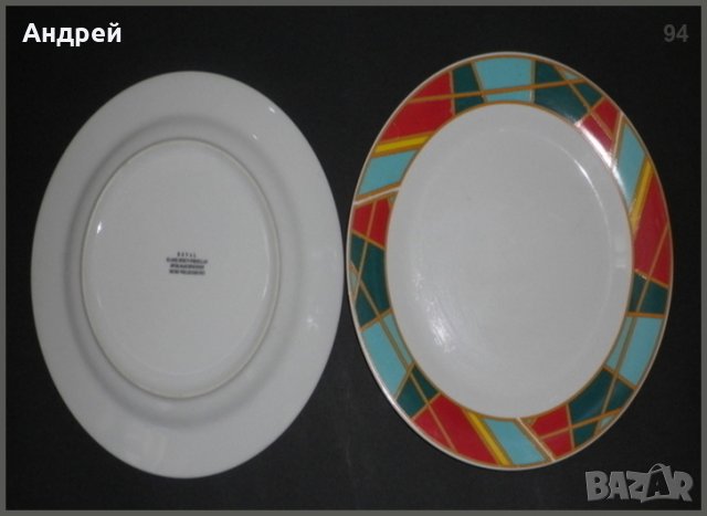   Комплект големи плоски порцеланови чинии за сервиране, снимка 4 - Чинии - 23086974