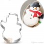 Снежен човек маха с ръка метална форма резец за сладки бисквитки фондан украса