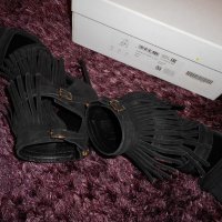 HUGO BOSS Fara Leather Heeled Sandals Fringe Detail, снимка 10 - Дамски обувки на ток - 21294425