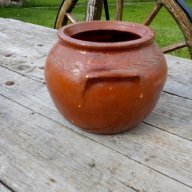 Старинна керамична тенджера,гърне, снимка 2 - Антикварни и старинни предмети - 18566437