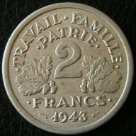 2 франка 1943, Франция, снимка 1 - Нумизматика и бонистика - 11703919
