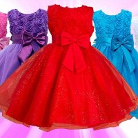 Детска рокля брокат Ново 7 налични цвята, размер 160, снимка 1 - Детски рокли и поли - 25821066