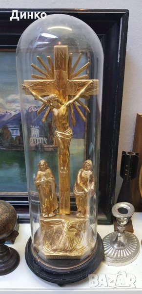 Домашен олтар от 19век  под стъклен купол, снимка 1