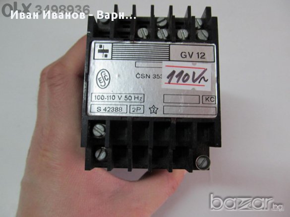  Чешки Контактор GV12  2 х 8 ампера, 110 волта ~`, 50Hz Чехия, снимка 1