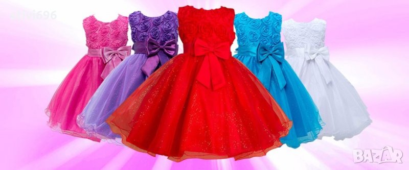 Детска рокля брокат Ново 6 налични цвята, размер 160, снимка 1