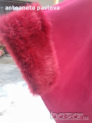 Разкроено палто с отделна яка и екокожа, снимка 3 - Палта, манта - 19773653