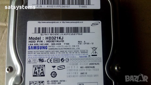 Хард диск Samsung SpinPoint T Series HD321KJ 320GB SATA 3.0Gb/s, снимка 2 - Твърди дискове - 22018414