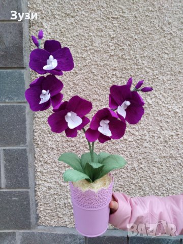 Цветя от хартия-орхидея, снимка 2 - Изкуствени цветя - 24675846
