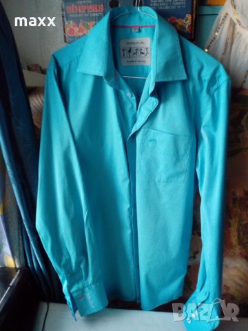 Синя риза Moods of Norway с бродерия на ръкавите , снимка 1 - Ризи - 24445926