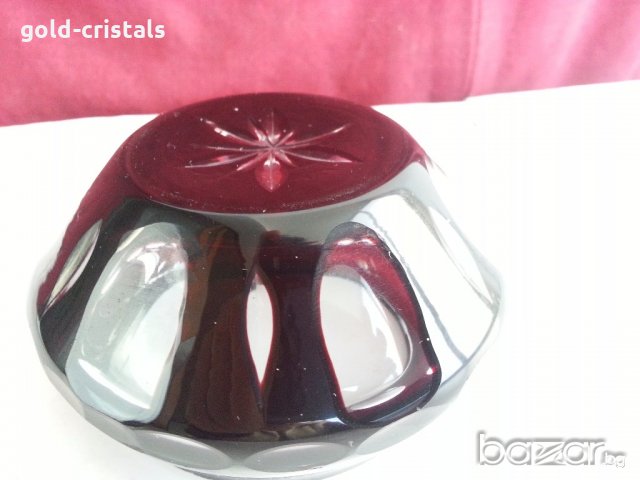  пепелник цветен червен кристал, снимка 3 - Антикварни и старинни предмети - 20470176