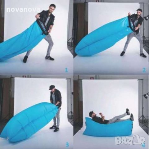 Надуваемо легло, шезлонг за плаж Bubble Bed , Lazy bag, снимка 3 - Надуваеми легла - 25530307