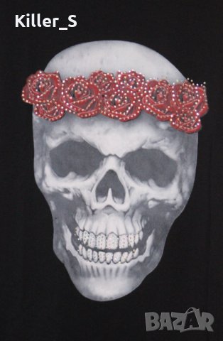 Дамски блузки с череп+венец от рози , снимка 2 - Блузи с дълъг ръкав и пуловери - 23261864