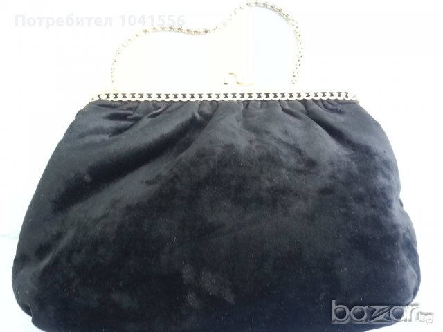   дамска чанта клъч черно кадифе, снимка 3 - Антикварни и старинни предмети - 11103141