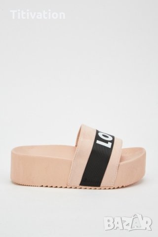 Розови чехли LOVE, снимка 2 - Чехли - 25865671