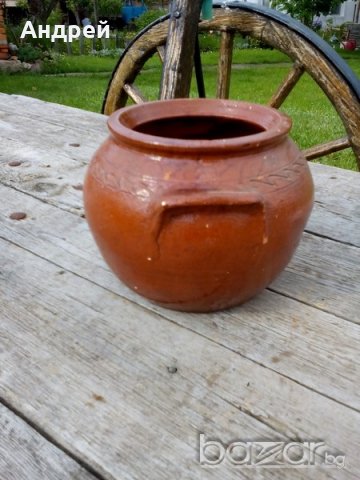 Старинна керамична тенджера,гърне, снимка 2 - Антикварни и старинни предмети - 18566437