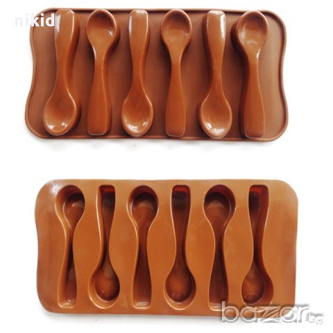 Лъжица лъжици лъжички сладка лъжичка силиконов молд форма калъп шоколадова фондан шоколад гипс, снимка 1 - Форми - 8760922