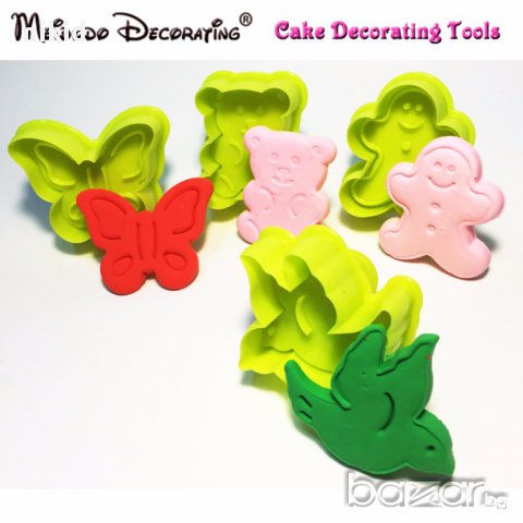 4 форми мече пеперуда човече птичка бутало резец украса сладки торта фондан и др