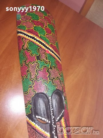 дървена маска-голяма и цветна-внос швеицария 80х17х7см, снимка 6 - Колекции - 21013914