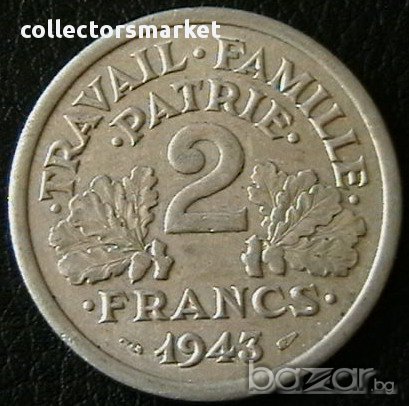 2 франка 1943, Франция
