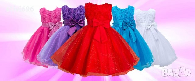 Детска рокля брокат Ново 6 налични цвята, размер 160, снимка 1 - Детски рокли и поли - 25821066