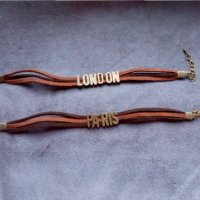 2 кожени гривни Лондон и Париж , снимка 1 - Гривни - 26169348
