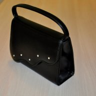 Бална черна кожена чанта, снимка 3 - Чанти - 17234035