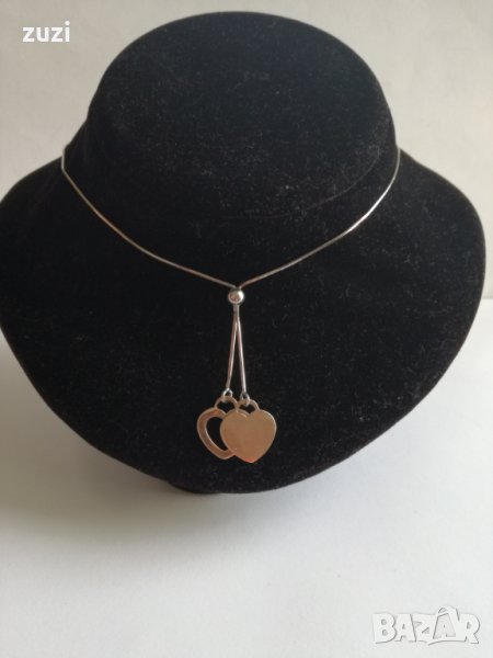  Сребърно колие  със сърце - сребро проба 925 , снимка 1