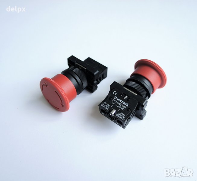 Бутон тотал стоп НЗ с 2 положения червен 250V 3A Ф22mm, снимка 1