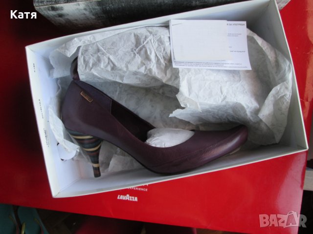 Нови обувки със шарен ток Firetrap в лилаво, кожа н.39, снимка 3 - Дамски обувки на ток - 25364261