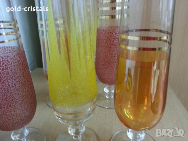 ретро стъклени цветни чаши , снимка 5 - Антикварни и старинни предмети - 25188609