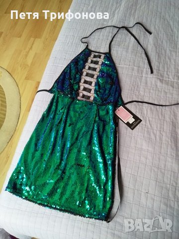 ЛИКВИДАЦИЯ НАЛИЧНА Рокля с пайети обръщащи размер С от Англия, снимка 4 - Рокли - 21114060