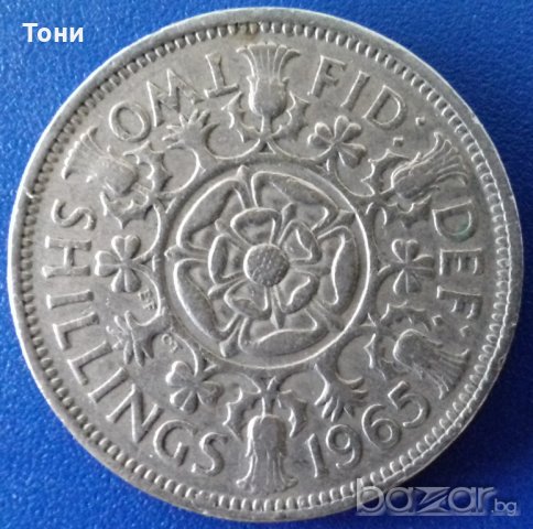 Монета Великобритания - 2 Шилинга 1965 г. Елизабет II, снимка 1 - Нумизматика и бонистика - 20963781
