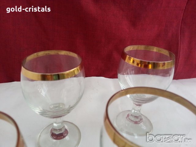 Ретро кристални чаши с златен кант , снимка 9 - Антикварни и старинни предмети - 19581397