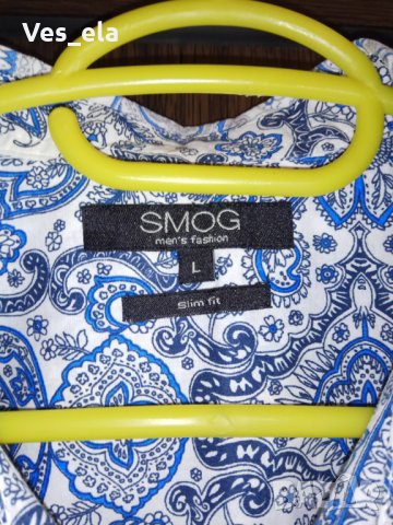 мъжка памучна риза марка SMOG Slim fit , снимка 3 - Ризи - 23122325