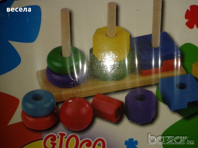Дървена играчка рингове, за деца от 1-3 години, снимка 3 - Образователни игри - 12897437
